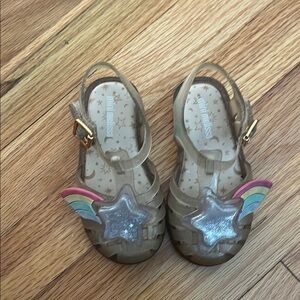 MINI MELISSA gold glitter shooting star sandals size 8